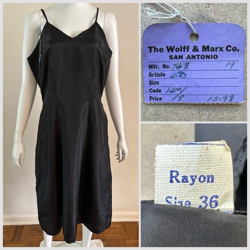 1940s black rayon slip dress - black,