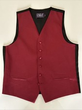 DOT WAISTCOAT- Silky Satin Burgandy Material with Black Lining-Size Large