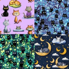 Cats and kitty fabric - and,