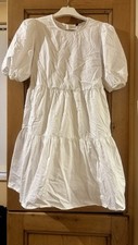 Ladies Zara white puff sleeve tiered backless dress - Size S - BNWOT