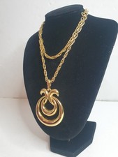 Vintage Crown Trifari Pendant With Chain . Gold Plated .
