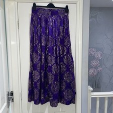 Gideon Oberson Purple Gold Wide Leg Boho Hippie Festival Trousers Medium VGC
