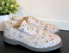 Womens Dr Martens Briar Wild Flower Grey Low Lace Up Canvas Oxford Shoes Size 7 