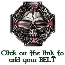 Skull & Iron Cross Metal Belt Buckle Biker UK Gothic Vampire Celtic Vamp Goth