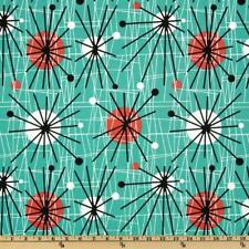 Michael Miller Mid-Century Modern Atomic Turquoise Fabric Cotton Retro! 50's