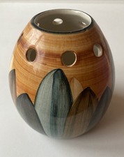 Vintage IOM Isle Of Man Hand Painted Pottery Leaf Pattern Pot Pourri/Pomander