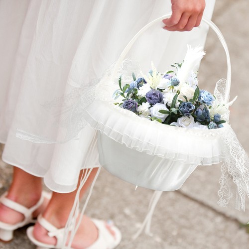 Wedding flower basket lace - wedding,