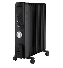 UK 2.5kW 11-Fin Oil Filled Radiator with Timer – White Portable Heater