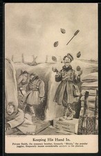 Künstler-AK Bruce Bairnsfather: Keeping his hand in,  Smith jongliert mit Handg 