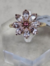Galileia Morganite Ring with Pink Tourmaline in 9k Gold 1.52cts Size K (2.50g)