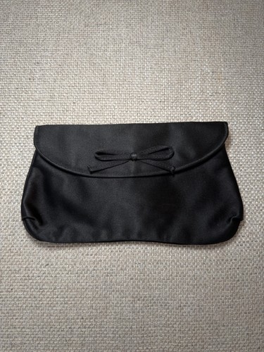 Black satin bennett clutch - black,