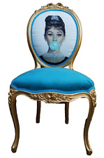 BESPOKE 20TH CENTURY AUDREY HERPBURN FRENCH GOLD / TURQOUISE ROCOCO CHAIR