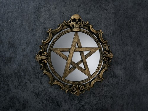 Gothic pentagram mirror round - gothic,