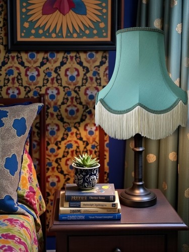 Duck egg blue table lampshades
