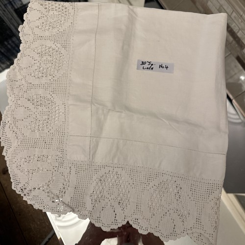 Vintage white linen lace - vintage,