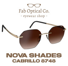 Silhouette Nova Shades Cabrillo 8748 7520 Gold / Dark Brown Rimless Sunglasses
