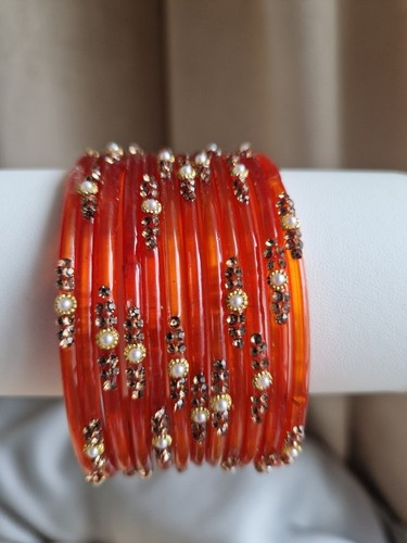 Meera pearl glass bangles - glass,