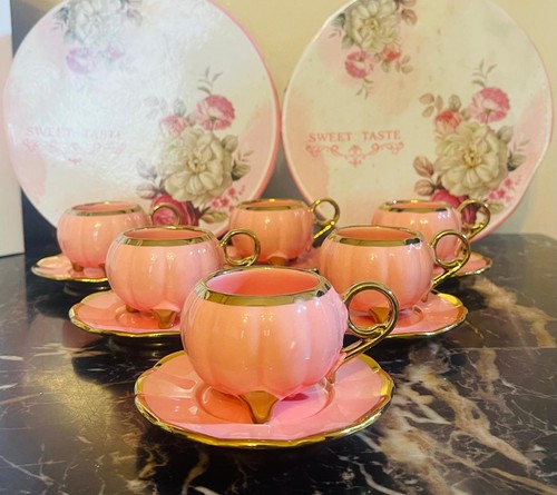 Set six pink and gold - of,