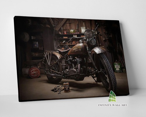 Harley motorcycle bike canvas - motorcycle,