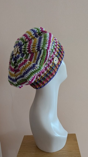 Hand crocheted beret - beret,, rainbow