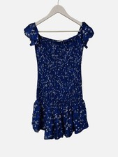ZARA Dress M Blue Floral Off