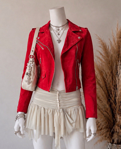 Mango mng red suede - mng,