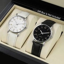 Unisex plain dial ,  single or pair.  black white everyday Quartz watches