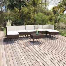 Garden Lounge Set Brown, Cream