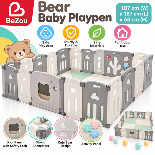 Bezou bear baby playpen large - bezou,