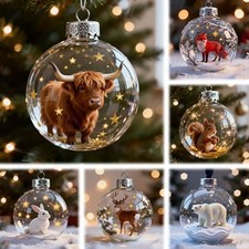 2026 Wildlife Animal 3D Acrylic Ball Christmas Ornaments Xmas Tree Home Decor UK