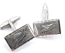 Solid Silver Cufflinks Hallmarked 1993 John Ashford & Son 9g Leaf Sterling