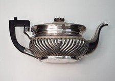 VINTAGE EDWARDIAN EPBM ENGLISH PEWTER METAL TEAPOT WITH BAKELITE HANDLES