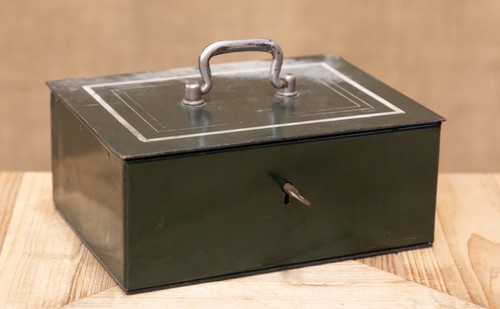 Antique tin toleware cash - tin,