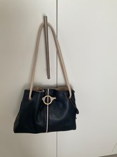 Gigi leather handbag, navy/ cream
