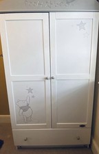 OBABY  Double Wardrobe - Grey Wash & White Children Wardrobe