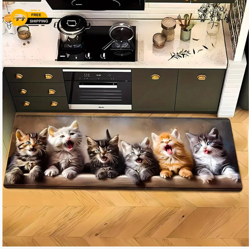Cute cat print kitchen rug - kitchen,