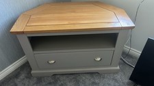 Oak Furniture Land Solid Oak and Grey Corner TV Unit  with 1 storage draw