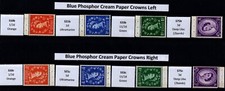Wilding Specialist - Blue Phosphor Cream Paper Sideways L & R MNH (Trimmed)