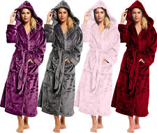 Ladies Dressing Gown Long Length Luxury Shimmer Fleece Hooded **NEW STOCK**