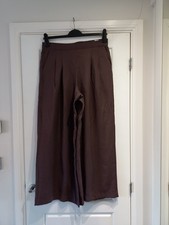 Zara Chocolate Brown Very Wide Leg Oversized Trousers Size M Fit 12 14 Uk