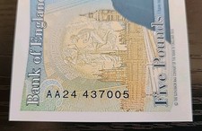 £5 UK Prefix AA24 Victoria Cleland Five Pound Churchill Note AUNC Polymer