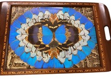 Unbranded Butterfly Design Wooden Serving Tray Decorative Display 2080