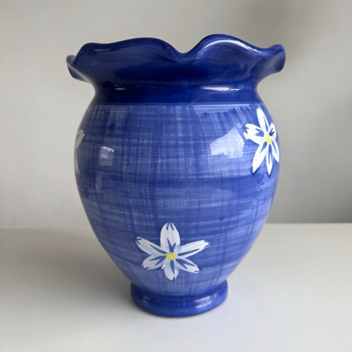 Vintage 90s hand painted blue - vintage,