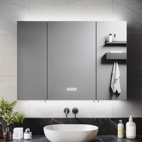Black led bathroom mirror - black,