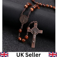 Wooden Rosary Cross Handmade Beads Catholic Christian Antique Traditional Style