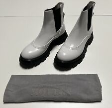 Alexander McQueen Womens Wander Leather Chelsea Platform Lug Boots White 38