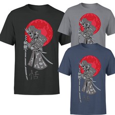 Japanese Samurai T-Shirt red moon ronin warrior Unisex Mens #P1#Or#A