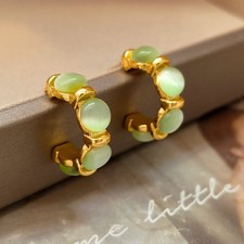 Crystal Jade Green Gold Stud