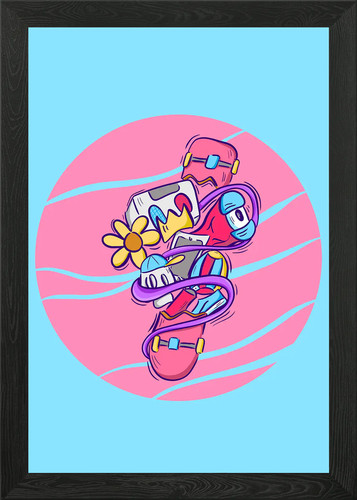 Broken skateboard framed - broken,
