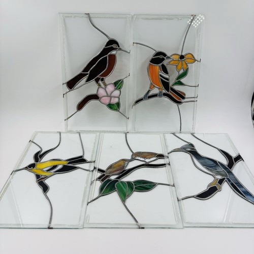 Vtg set stained glass window - 5,
